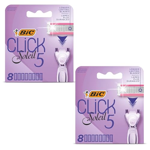 BIC Click 5 Soleil Sensitive Rasierer Nachfüller Aloe Vera Rasierklingen Feuchtigkeitsspendende Gleitstreifen Rasierköpfe 8 Stück Rasierer für Frauen Nachfüllung Glatte & Komfortable Rasur Erlebnis (2 BIC Click 5 Soleil Sensitive Rasierer Nachfüller Aloe Vera Rasierklingen Feuchtigkeitsspendende Gleitstreifen Rasierköpfe 8 Stück Rasierer für Frauen Nachfüllung Glatte & Komfortable Rasur Erlebnis (2 von DLM Direct