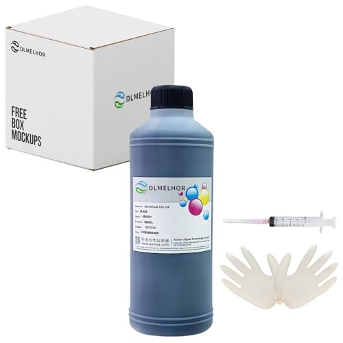 Universal Black Dye Refill Printer Bulk Ink Kit Kompatibel für Canon HP EPN Lexmark Brother Ricoh Tintenstrahldrucker Nachfüllbare Tintenpatronen oder CISS Patronensystem,Schwarze große Flasche von DLMELHOR