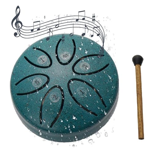 Regentrommel für Garten,Chakra-Trommel,3 Zoll 6 Tone Steel Tongue Drum,Rain Drum Outdoor,wasserdichte Trommel-Regenglocke,Chakra Drum Regen Steel Tongue Drum(Green) von DLUCCA