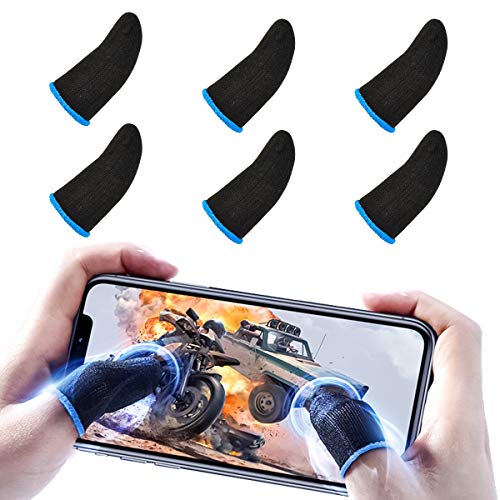 DLseego [6 Pack PUBG Mobile Game Finger Sleeve Sets,[Wettbewerbsversion] Touchscreen-Fingerhülsen Atmungsaktive, schweißempfindliche Schieß- und Zieltasten für Rules of Survival/Knives Out von DLseego