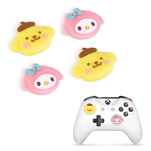 DLseego Anime Theme 4 Thumbstick Kappen Grip Set Caps für Xbox Series X PS5 PS4 Switch Pro Controller,Joystick Schutz Anhänge,Thumb-Stick Grip PS4 PS5 Zubehör,Hase und gelber Hund von DLseego