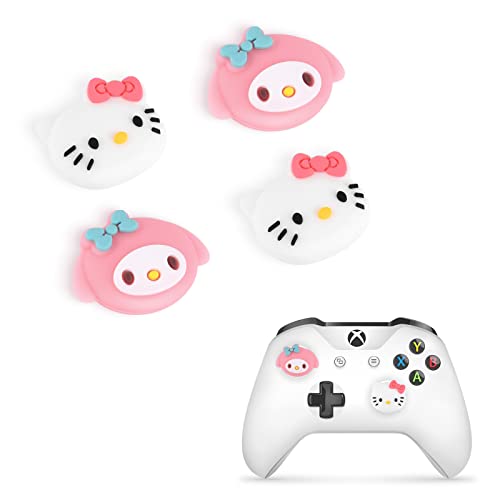 DLseego Anime Theme 4 Thumbstick Kappen Grip Set Caps für Xbox Series X PS5 PS4 Switch Pro Controller,Joystick Schutz Anhänge,Thumb-Stick Grip PS4 PS5 Zubehör,Kaninchen und Miezekatze von DLseego