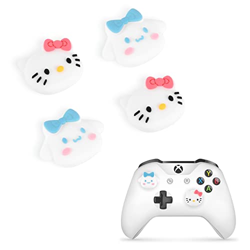 DLseego Anime Theme 4 Thumbstick Kappen Grip Set Caps für Xbox Series X PS5 PS4 Switch Pro Controller,Joystick Schutz Anhänge,Thumb-Stick Grip PS4 PS5 Zubehör,Miezekatze und wolkiger Hund von DLseego