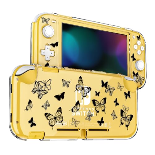 DLseego Butterfly Clear Protective Case for Switch Lite 2019 Version, Dockable Hard Shell Cute Anti-Scratch Rundum-Schutz Cover Case für Spiele Zubehör - Schwarz 2 von DLseego