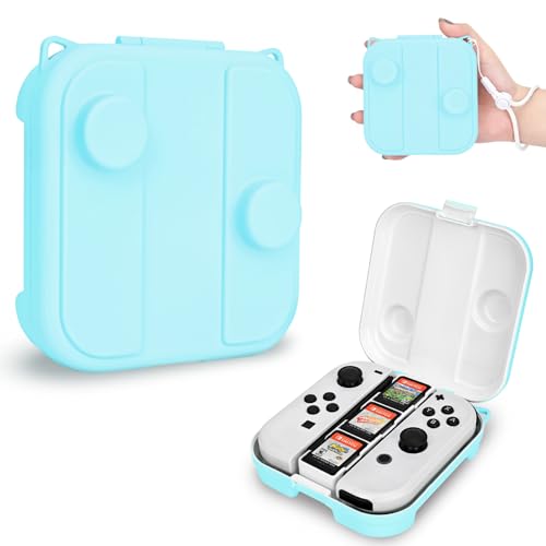 DLseego Cute Cat Hook Switch Storage Case for Joy-con, Protective Box Fit Switch/OLED Joy-Con with Cover, Portable Joy-con Travel Carrying Case with 3 Game Card Slots & 1 Lanyard - Blue DLseego Cute Cat Hook Switch Storage Case for Joy-con, Protective Box Fit Switch/OLED Joy-Con with Cover, Portable Joy-con Travel Carrying Case with 3 Game Card Slots & 1 Lanyard - Blue von DLseego