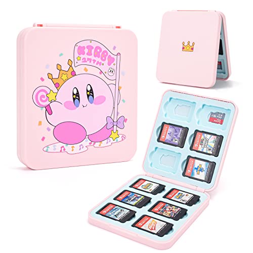 DLseego Game Card Aufbewahrungsbox Kompatibel mit Switch Game Card, Tragbare Spielkarte Storage Tasche Schutzhülle mit 12 Game Card Slots und 12 Micro SD Card Slots-Rosa Ball der Tapferkei von DLseego