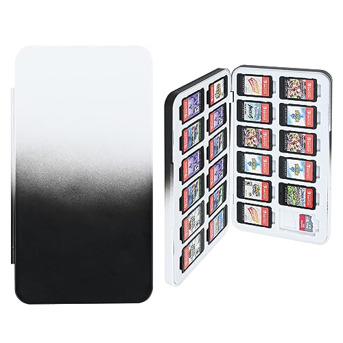 DLseego Game Card Aufbewahrungsbox für Switch Game Card,Switch Spiel Aufbewahrungsbox mit Farbverlauf,24 Game Card Slots und 48 SD Card Slots,Weiches Silikon Futter,Magnetverschluss-Schwarz und weiß von DLseego