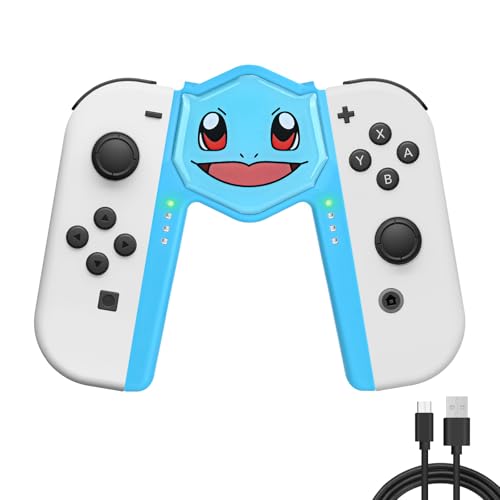 DLseego Griffe für Switch/Switch OLED Joycon,Joycon Grip Controller Tragbarer V-förmiger Griff Plug and Play,Lovely Poke Elf Portable Joycon Switch Charging Grip and 1 Type C Cable,Blaue Schildkröte von DLseego