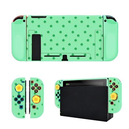 DLseego Grip Case Controller für Switch-Konsole 2017, Blumenmuster, rutschfest, stoßdämpfend, schützend, weiches PC-Gehäuse mit 2 bequemen Daumengriffkappen für Joycon Controller, Grün DLseego Grip Case Controller für Switch-Konsole 2017, Blumenmuster, rutschfest, stoßdämpfend, schützend, weiches PC-Gehäuse mit 2 bequemen Daumengriffkappen für Joycon Controller, Grün von DLseego