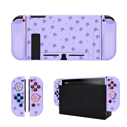 DLseego Grip Case Controller für Switch-Konsole 2017, Blumenmuster, rutschfest, stoßdämpfend, schützend, weiches PC-Gehäuse mit 2 bequemen Daumengriffkappen für Joycon Controller, Lila DLseego Grip Case Controller für Switch-Konsole 2017, Blumenmuster, rutschfest, stoßdämpfend, schützend, weiches PC-Gehäuse mit 2 bequemen Daumengriffkappen für Joycon Controller, Lila von DLseego