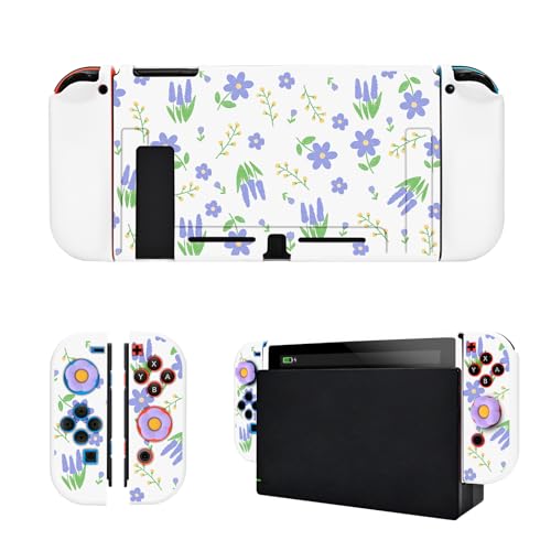 DLseego Grip Case Controller für Switch-Konsole 2017, Blumenmuster, rutschfest, stoßdämpfend, schützend, weiches PC-Gehäuse mit 2 bequemen Daumengriffkappen für Joycon Controller, Weiß DLseego Grip Case Controller für Switch-Konsole 2017, Blumenmuster, rutschfest, stoßdämpfend, schützend, weiches PC-Gehäuse mit 2 bequemen Daumengriffkappen für Joycon Controller, Weiß von DLseego
