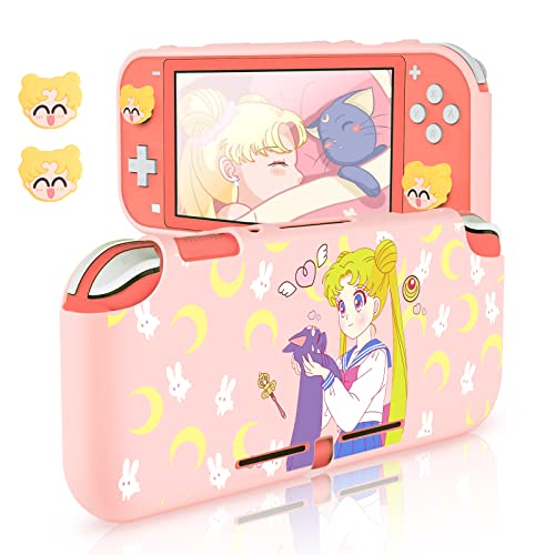 DLseego Hülle Kompatibel mit Switch Lite 2019, Weich Dünn Silikon Schutzhülle und 2 Joystick Kappen, Stoßfest rutschfest Zubehör Set für Switch Lite,Seemannsmädchen von DLseego