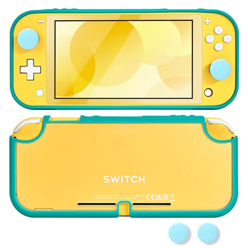 DLseego Hülle für Switch Lite, Anti Scratch Frosted Translucent White Protective Shell Cover PC Shockproof Protector Case mit 2 PCS Joystick Caps,Grün DLseego Hülle für Switch Lite, Anti Scratch Frosted Translucent White Protective Shell Cover PC Shockproof Protector Case mit 2 PCS Joystick Caps,Grün von DLseego