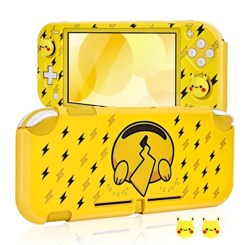 DLseego Hülle für Switch Lite,Schöner Blitz-Alien-Druck Harte Schutzhülle Switch Lite Spiel Grip Cover mit 2PCS Switch Joystick Caps,Schwarz von DLseego