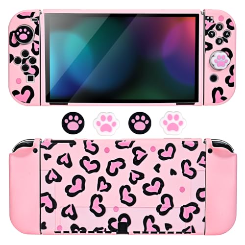 DLseego Hülle für Switch OLED,Herzform Druck Weich Switch OLED Schutzhülle mit 2 Joycon Schalen und 4 Switch Daumengriffkappen,Rosa Switch OLED Hülle DLseego Hülle für Switch OLED,Herzform Druck Weich Switch OLED Schutzhülle mit 2 Joycon Schalen und 4 Switch Daumengriffkappen,Rosa Switch OLED Hülle von DLseego