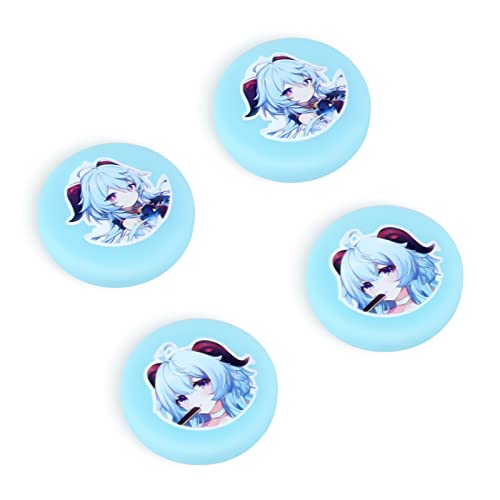 DLseego Joystick Kappen Kompatibel mit Switch/Switch Lite/Switch OLED Konsole, Thumb Grips Caps für Switch, Cute Game Character Theme Silikon Joycon Daumen Grip Caps, 4PCS,Blauhaariges Mädchen von DLseego