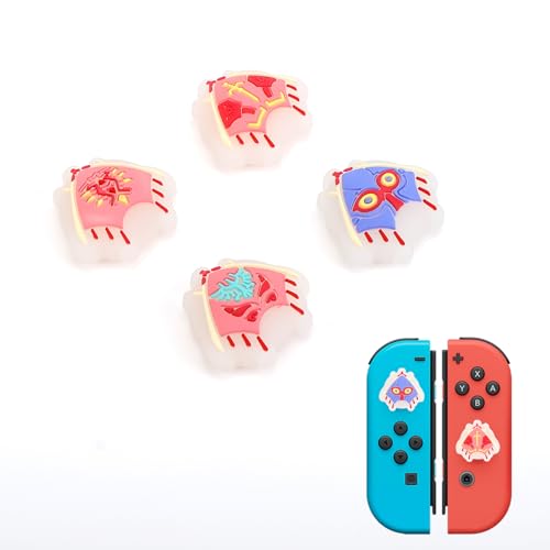 DLseego Joystick Kappen für Switch/Switch Lite/Switch OLED,Cool Zelda Paragliding Theme Switch Knöpfe Thumb Grips Caps,Silikon Switch Daumenkappen,4PCS Daumengriffkappen-Weiß von DLseego