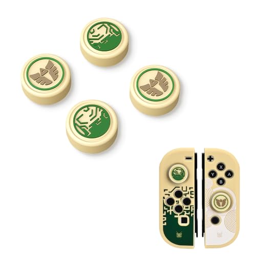 DLseego Joystick Kappen für Switch/Switch Lite/Switch OLED,Multi-Coloured Zelda Theme Switch Knöpfe Thumb Grips Caps,Silikon Switch Daumenkappen,4PCS Daumengriffkappen-Gelbe Flügel + Streifen von DLseego