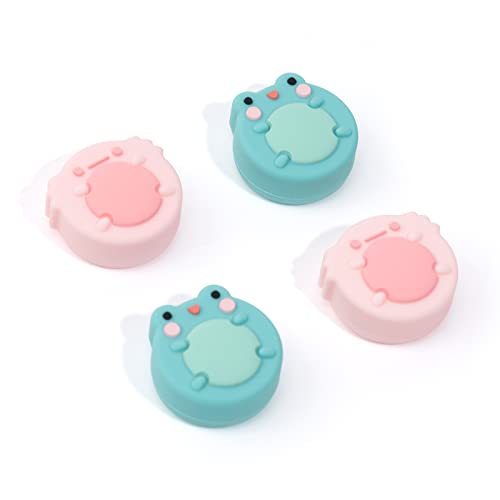 DLseego Kawaii Thumb Grips Caps Kompatibel mit Switch/Switch Lite, 4 STÜCKE Soft Silikon Analog Thumbstick für Switch OLED Console & Joy-Con Controller, Rosa und Grün von DLseego