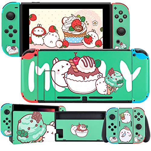 DLseego Kompatibel mit Switch Skin Sticker, Anime Pattern Wrap Vinyl Peau Komplett Faceplate Cover Decals, Konsole & Joy-Con Controller & Dock Protection Aufkleber Zubehör für Switch-Grün von DLseego