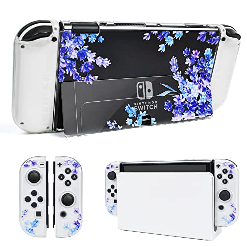 DLseego Lila Lavendelschalter OLED Schutzhülle Anti-Scratch Dockable Clear Hartschale Weiche Stoßdämpfung TPU Joy Con Cover von DLseego