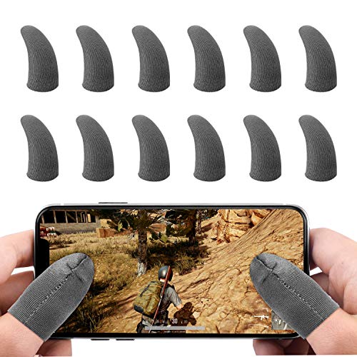 DLseego PUBG Mobile Game Controller Finger Sleeve Sets [12 Pack], Glattes Dünnes Atmungsaktiv Anti-Sweat-Empfindliche Voll Touch Screen-Joystick-Finger Set für Knives Out/Rules of Survival von DLseego