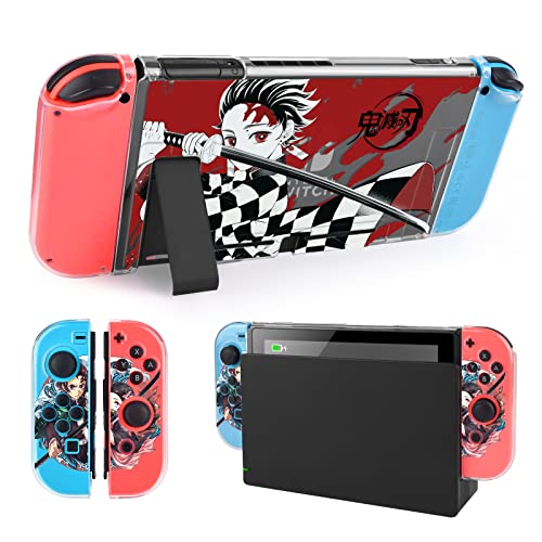 DLseego Schutzhülle Kompatibel mit Switch, Andockbare, Durchsichtige PC-Abdeckung und Joy-Con TPU-Hülle, Switch Grip Shell mit Stoßdämpfung und kratzfestem Design,Demon Slayer von DLseego