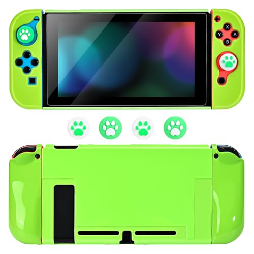 DLseego Schutzhülle Kompatibel mit Switch, Slim Dockable Hard PC Case Shell Protector Cover mit 2PCS Soft Handle Grip Cover und 4PCS Switch Joystick Caps,Grün DLseego Schutzhülle Kompatibel mit Switch, Slim Dockable Hard PC Case Shell Protector Cover mit 2PCS Soft Handle Grip Cover und 4PCS Switch Joystick Caps,Grün von DLseego