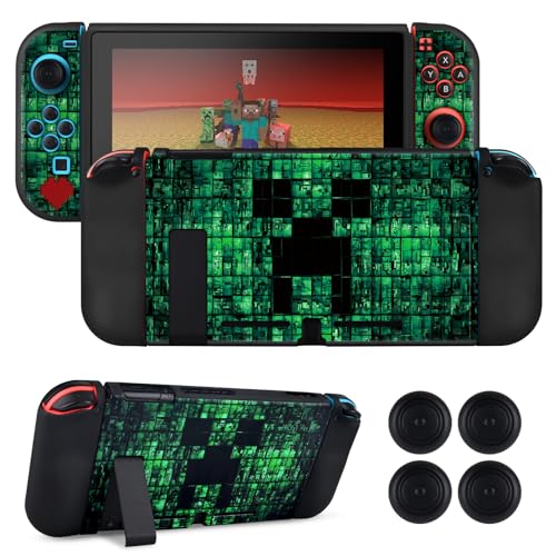 DLseego Schutzhülle Kompatibel mit Switch 2017 Edition,Weiche Dockable Switch Hülle mit 4 Switch Joystick Kappen,Kratzfeste Stoßdämpfung,Grüner Switch DLseego Schutzhülle Kompatibel mit Switch 2017 Edition,Weiche Dockable Switch Hülle mit 4 Switch Joystick Kappen,Kratzfeste Stoßdämpfung,Grüner Switch von DLseego