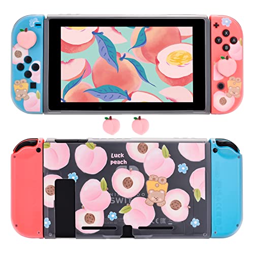 DLseego Schutzhülle für Switch, Weiche TPU Transparent Hülle, Stoßfest und Fingerabdruck-Resistent, Andockbarer Pfirsich Switch Case-Rosa von DLseego