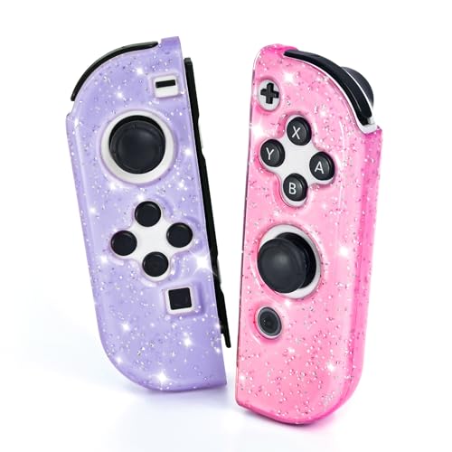 DLseego Schutzhülle für Switch/Switch OLED Controller, Transparenz Glitter Soft TPU Switch Joycon Controller Schutz Grip Case Shell,Linke und Rechte Griffe, Klar Lila+Rosa DLseego Schutzhülle für Switch/Switch OLED Controller, Transparenz Glitter Soft TPU Switch Joycon Controller Schutz Grip Case Shell,Linke und Rechte Griffe, Klar Lila+Rosa von DLseego