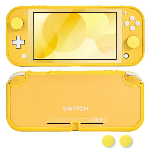 DLseego Schutzhülle für Switch Lite Konsole 2019, rutschfest, stoßdämpfend, Kunststoff, harte Tragetasche und Joy-Con-Controller mit 2 niedlichen Daumengriffkappen, Gelb DLseego Schutzhülle für Switch Lite Konsole 2019, rutschfest, stoßdämpfend, Kunststoff, harte Tragetasche und Joy-Con-Controller mit 2 niedlichen Daumengriffkappen, Gelb von DLseego