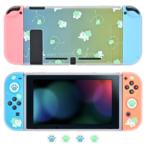 DLseego Schutzhülle kompatibel mit Switch 2017 Versionen, Matte Klare Weiche Switch Case Farbverlauf für Switch Hülle mit 4 Joystick Kappen, Stoßfest und Anti-Rutsch Design,Poke Frosch von DLseego