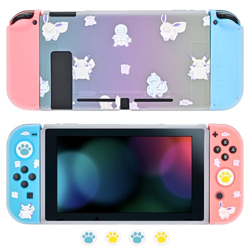 DLseego Schutzhülle kompatibel mit Switch 2017 Versionen, Matte Klare Weiche Switch Case Farbverlauf für Switch Hülle mit 4 Joystick Kappen, Stoßfest und Anti-Rutsch Design,Poke Schildkröte von DLseego