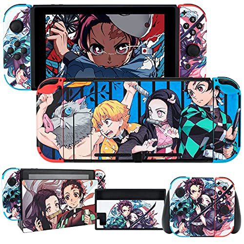 DLseego Skins Decal Vinyl für Switch, Anime Full Set Schutz Faceplate Aufkleber Mehrfarbig Pastell Cartoon Wrap Cover Case Kompatibel mit Nintendo Switch Konsole Joy-Con Dock- Junge und Mädchen von DLseego