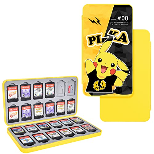 DLseego Switch Spiel Aufbewahrungskoffer für Switch-Spielkarten, Tragbare Aufbewahrungsbox mit 24 Spielkartensteckplätzen und 24 Micro-SD-Kartensteckplätzen,gelb von DLseego