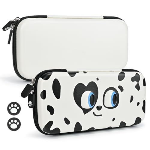 DLseego Tasche Kompatibel mit Switch/Switch OLED,Adorable Cat Sturdy Portable Travel Carry Hülle Shell Pouch,Switch Carry Storage Hülle Witch 2PCS Thumb Grip Caps,Weiß von DLseego