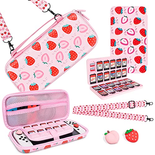 DLseego Tragetasche für Switch und New Switch OLED, Harte Tragbare Reisetasche mit Aufbewahrungsbox und Joystick-Kappe kompatibel mit Switch/Switch OLED Console-Rosa DLseego Tragetasche für Switch und New Switch OLED, Harte Tragbare Reisetasche mit Aufbewahrungsbox und Joystick-Kappe kompatibel mit Switch/Switch OLED Console-Rosa von DLseego