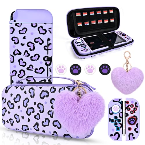 DLseego Tragetasche nur für Switch, Heart Print Switch Tasche und Weiche Switch Hülle, mit 4 Switch Joystick Kappen und 1 Plüsch Herz Charme,Lila Switch DLseego Tragetasche nur für Switch, Heart Print Switch Tasche und Weiche Switch Hülle, mit 4 Switch Joystick Kappen und 1 Plüsch Herz Charme,Lila Switch von DLseego
