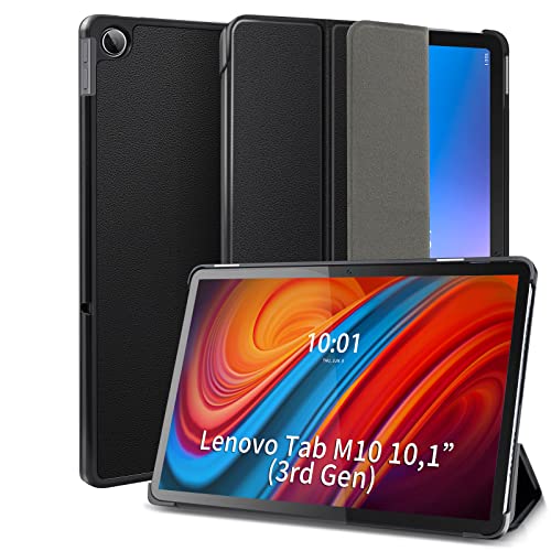 DLveer Hülle für Lenovo Tab M10 (3rd Gen) 10,1 Zoll - Slim Smart Schutzhülle mit Stander und Auto Schlaf/wach Funktion für Lenovo Tab M10 3. Generation 25,7 cm 10.1 TB-328FU/TB-328XU,Schwarz von DLveer