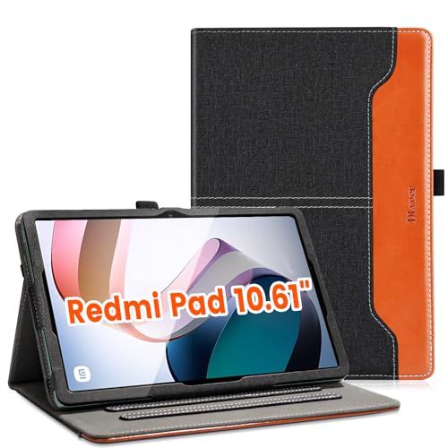 DLveer Hülle für Xiaomi MediaTek G99 Tablet Redmi Pad 10.61 Zoll, PU Leder mit Auto Schlafen/Wachen, Mehrfachwinkel Ständer Schutzhülle für Xiaomi Redmi Pad 10,61 Zoll Hülle, Denim Schwarz von DLveer
