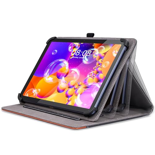 DLveer Universal Hülle für HotLight Tablet 10 Zoll/Freeski Tablet 10 Zoll/Awow Tablet 10.1 Zoll/Doogee U10/U11 Tablet 10 11 Zoll, Multi Viewing Angle PU Leder Hülle für 10-11 Zoll Tablet, Schwarz von DLveer