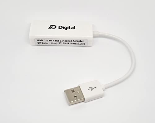 DM-Digital Netzwerkadapter, USB auf RJ45, Ethernet-LAN, 10/100 Mbit/s, RT8152b, kompatibel mit Laptops, Computern und Geräten mit USB 2.0, einschließlich Windows 7-11 Vista/XP, Mac OSX, OS X und MacOS von DM-Digital