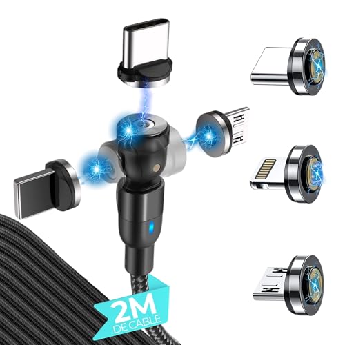 DM TECH Magnetisches USB-C-Kabel, Typ-C-Ladegerät, um 360 Grad drehbar, USB-Kabel Typ C, Micro-USB-Kabel, USB-Kabel auf USB C, magnetisches Ladekabel, USB-Kabel Typ C DM TECH Magnetisches USB-C-Kabel, Typ-C-Ladegerät, um 360 Grad drehbar, USB-Kabel Typ C, Micro-USB-Kabel, USB-Kabel auf USB C, magnetisches Ladekabel, USB-Kabel Typ C von DM TECH