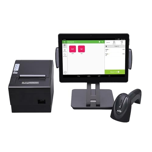 DMETE Registrierkasse 10-Zoll-System Tablet POS Kasse mit 80mm Drucker, Bluetooth Scanner for Einzelhandel, Restaurant für kleine Unternehmen(No Cash Box) von DMETE