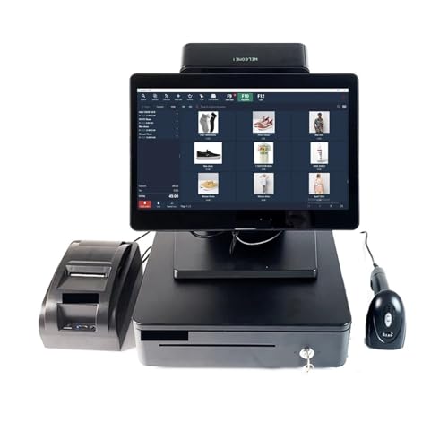 Registrierkasse 14 zoll POS System I3 I5 10 Touch Screen Kassen Mit Thermische Drucker Restaurant Terminal Desktop POS für kleine Unternehmen(I5 8G 128G WIFI VFD) von DMETE