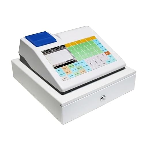 Registrierkasse Intelligente kleine Registrierkasse, 11-Zoll-Touchscreen Englische Fast-Food-Milchtee-elektronische Registrierkasse für kleine Unternehmen(White) von DMETE