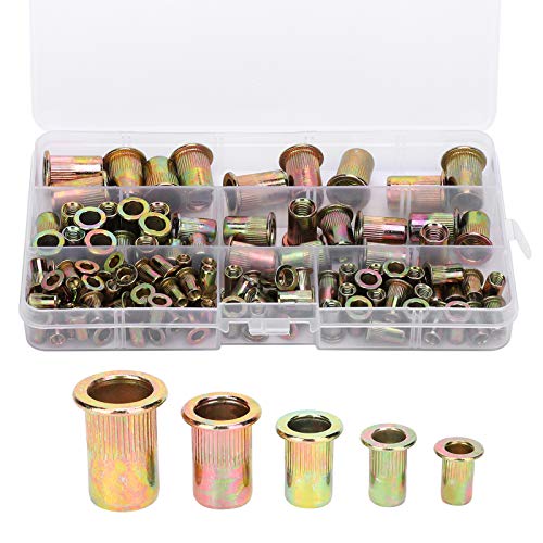 120-teiliges Nietmuttern-Set, farbig plattiert, verzinkt, M4/5/6/8/10, Kombinations-Hardware-Set mit vertikalem Gewinde für den industriellen Einsatz 120-teiliges Nietmuttern-Set, farbig plattiert, verzinkt, M4/5/6/8/10, Kombinations-Hardware-Set mit vertikalem Gewinde für den industriellen Einsatz von DMLENGOIN