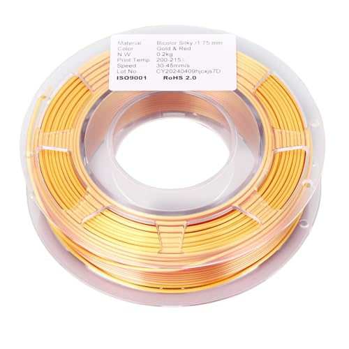 Doppelte Farbe 1,75 mm Pla Filament Bundle Gold Red Extrusion 3D-Druck 200G 30-45 mm/s [Wohnkultur und DIY] von DMLENGOIN