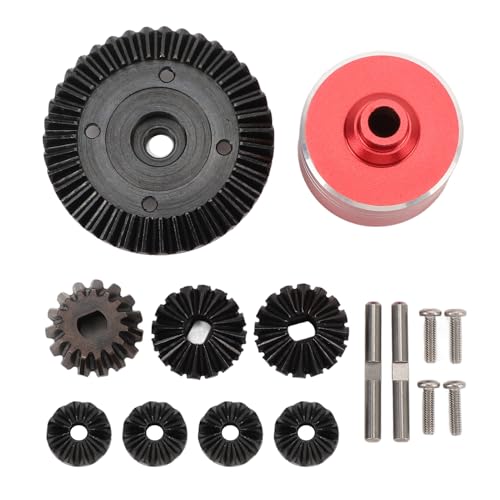 RC -Auto -Differentialgetriebe Aluminiumlegierung Stahl 45 Stahlgetriebe 7075 Differentialschale RC Diff -Zahnrad -Austausch für XV02 TT02 TT02B (Rot) von DMLENGOIN
